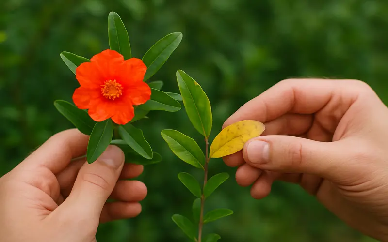 چرا گیاه گل اناری زرد میشود؟