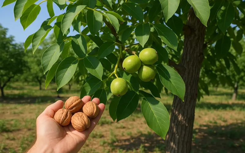 آبیاری درخت گردو
