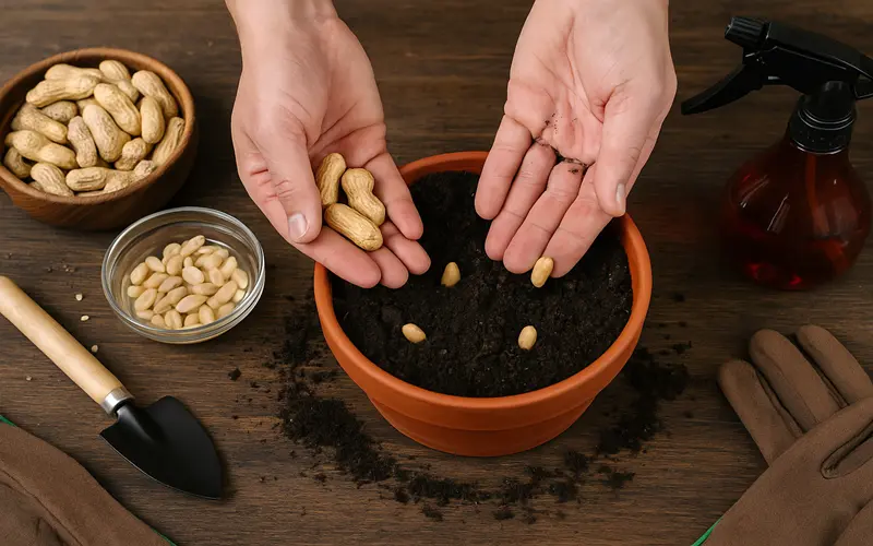 طرز کاشت بادام زمینی در گلدان