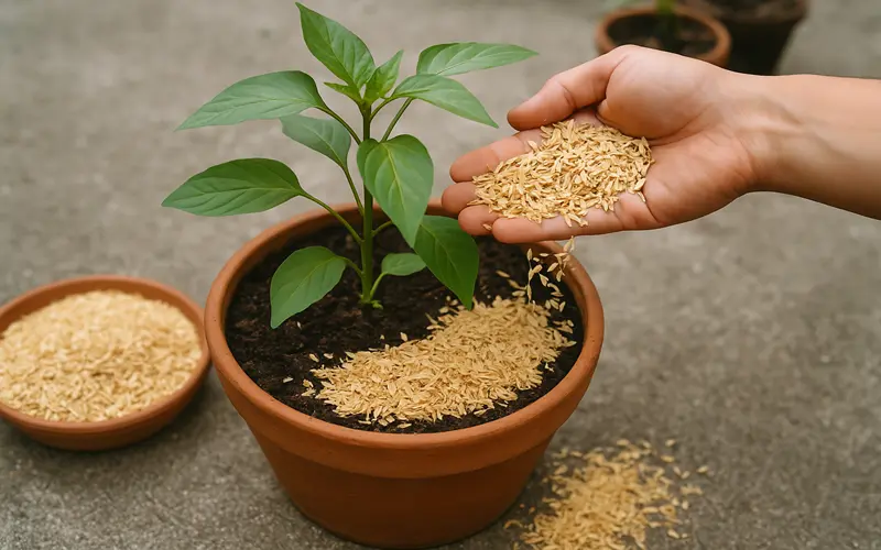 فواید سبوس برنج برای خاک گلدان