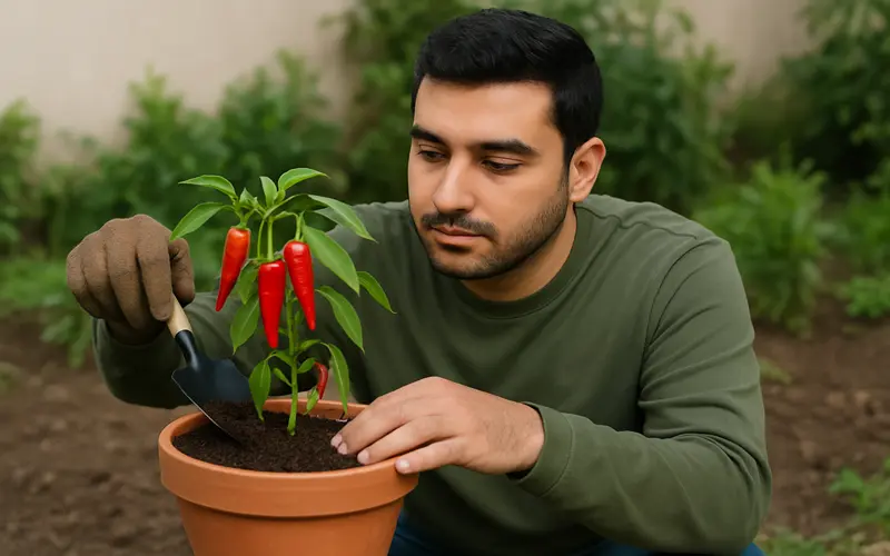 مراحل کاشت فلفل قلمی در گلدان