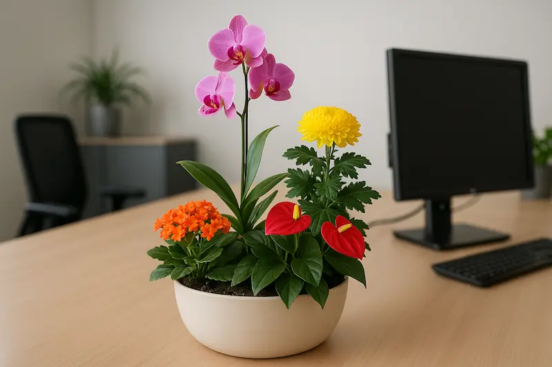 بهترین گل‌ها و گیاهان طبیعی برای دفتر کار و روی میز اداری
