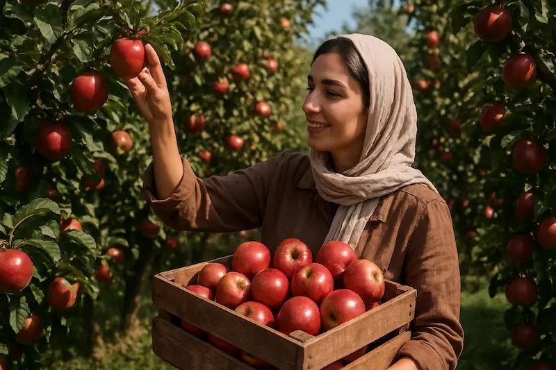 زمان دقیق برداشت سیب در اشنویه