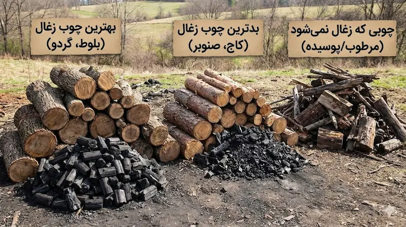 بهترین چوب‌های درخت برای تولید زغال باکیفیت