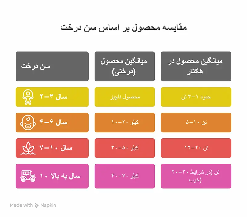میانگین عملکرد خرمالو در یک هکتار