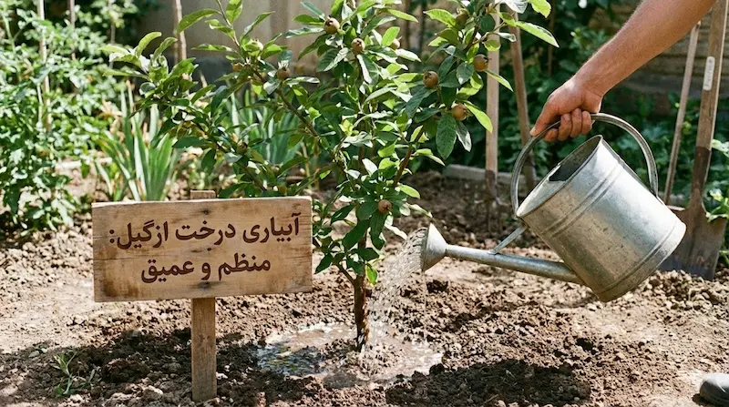 آبیاری درخت ازگیل