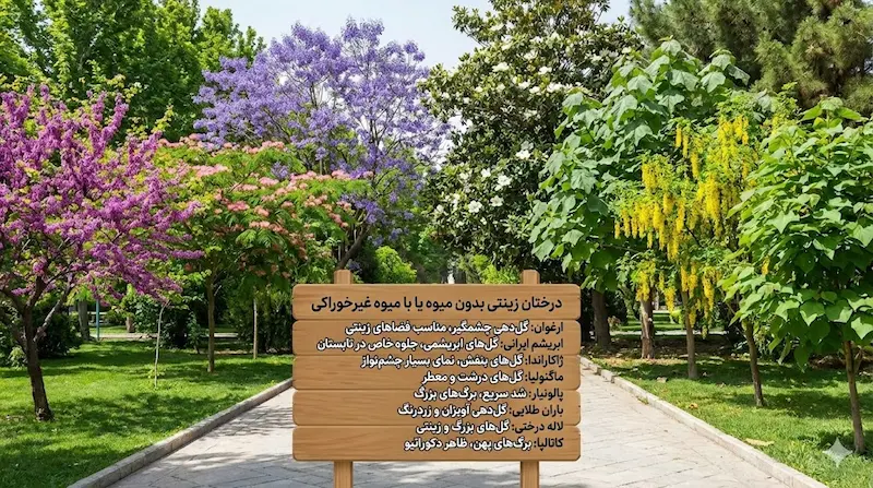 درختان زینتی بدون میوه یا با میوه غیرخوراکی