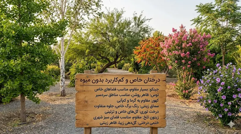 درختان خاص و کم‌کاربرد بدون میوه