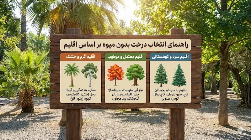 درخت بدون میوه بر اساس اقلیم