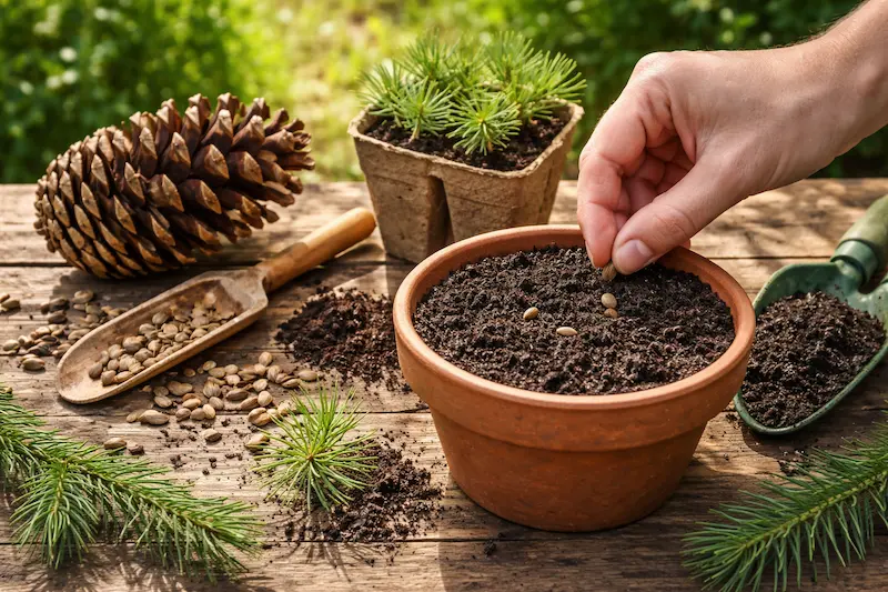 آموزش کاشت درخت کاج از بذر داخل مخروط