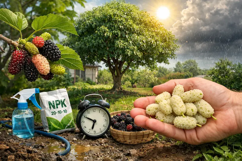 چرا بعضی درختان توت میوه شیرین نمی‌دهند؟