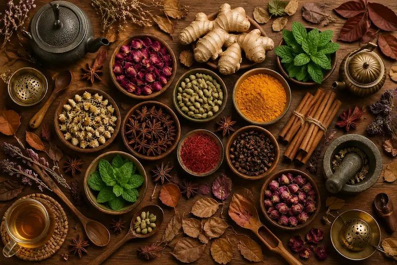 ۱۰ ادویه مناسب برای ترکیب با گل‌ها و گیاهان دارویی در دمنوش‌های طبیعی