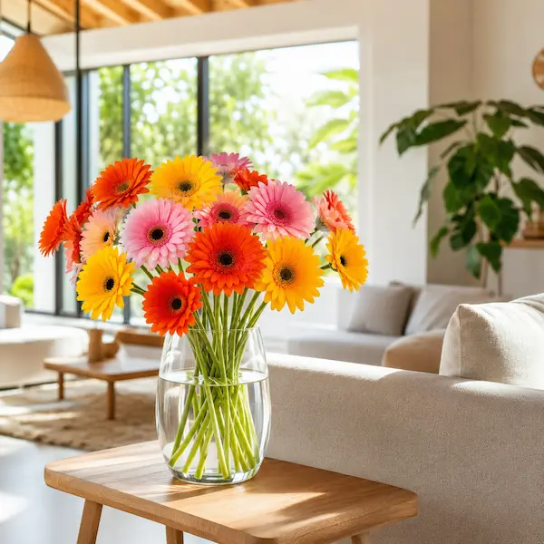 9. ژربرا (Gerbera Daisy) – گلِ شادی‌بخشِ تصفیه‌کننده