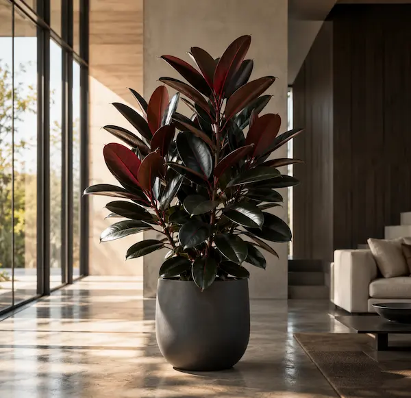 7. فیکوس الاستیکا (Ficus Elastica) – استایل مدرن و قدرتمند