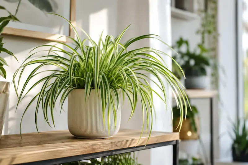 4. گندمی (Spider Plant) – گیاه سرزنده و مقاوم