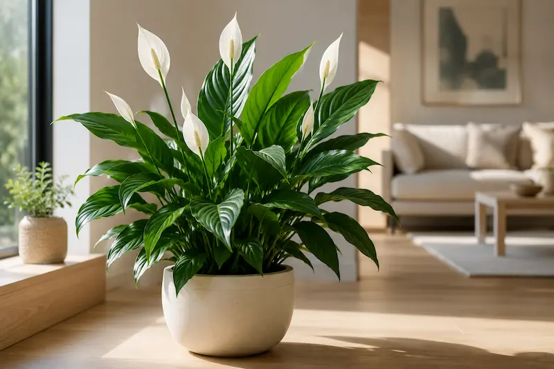 3. اسپاتی‌فیلوم (Spathiphyllum) – ملکه صلح و آرامش