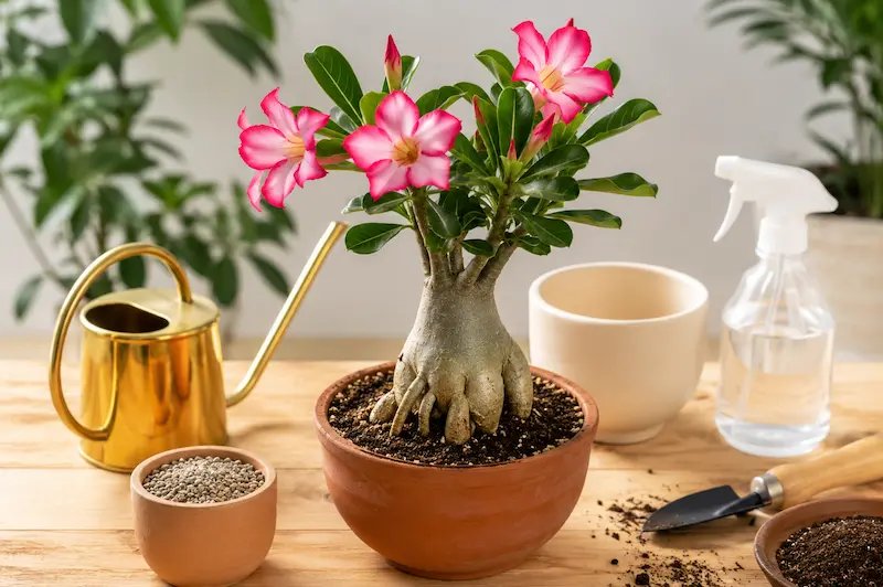 طریقه نگهداری از گل آدنیوم
