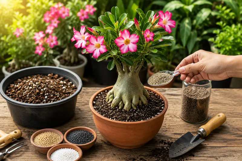 خاک و کوددهی گل آدنیوم