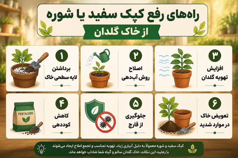 روشهای رفع سفیدی خاک گلدان