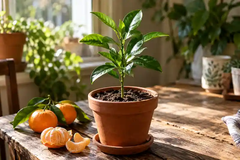 نتیجه کاشت هسته نارنگی بعد از ۱۴۴ روز